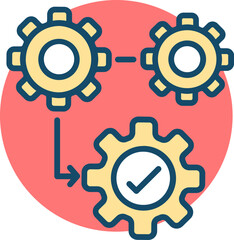 Sticker - Check or confirm setting connection icon in yellow and red color.