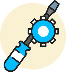 Poster - Cogwheel with screwdriver icon in blue and black color.