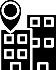 Sticker - B&W Building Location Icon Or Symbol.