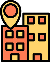 Sticker - Yellow And Orange Building Location Icon.