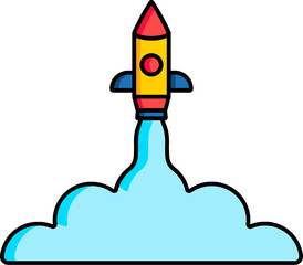 Wall Mural - Rocket or project launch icon in flat style.