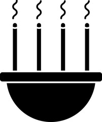 Sticker - B&W incense burner icon in flat style.