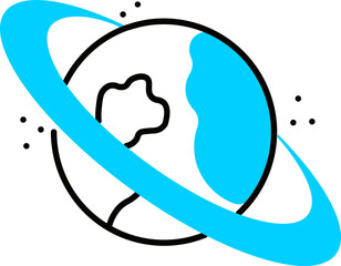 Sticker - Flat style earth planet icon.