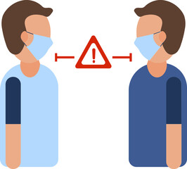 Poster - Flat Style Warning for People Maintain Social Distancing icon.