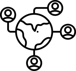 Poster - Global User Connection Icon In Thin Line Art.