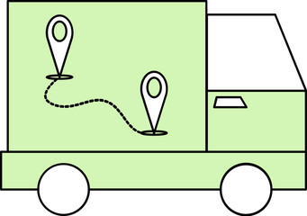 Sticker - Tracking Delivery Truck Icon In Green And White Color.