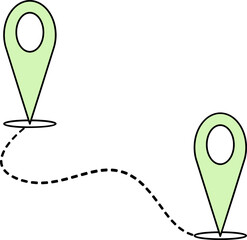 Sticker - Route Location Pin Icon In Green Color.