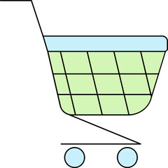 Canvas Print - Shopping Cart Icon In Green And Blue Color.