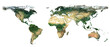 © POSMGUYS - High resolution satellite image of Earth. Panoramic planet map with texture surface. World map, Earth flat view on white background or Detailed global world physical map illustration.