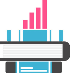 Poster - Flat Style Books with Infographic Chart icon or symbol.