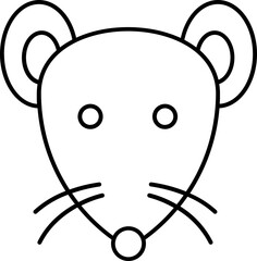 Poster - Mouse face icon in black line art.