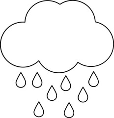 Canvas Print - Rainy Cloud Icon in Black Line Art.