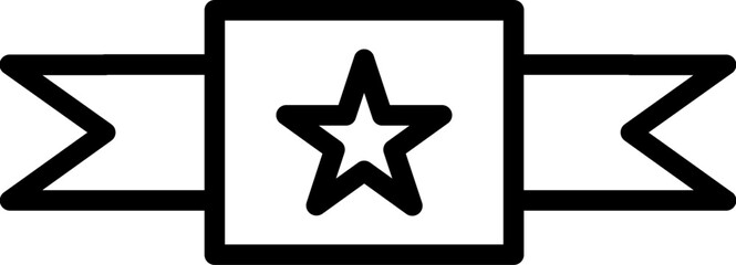 Poster - Line art illustration of star symbol with ribbon icon.