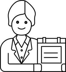 Poster - Business Man Showing Paper Icon in Line Art.