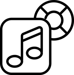 Sticker - Music CD Icon In Black Line Art.