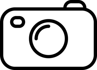 Canvas Print - Digital Camera icon in black line art.