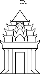 Sticker - Hinduism Temple Icon in Black Line Art.