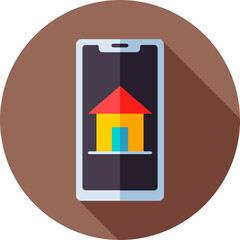 Poster - Home Symbol on Smartphone Screen icon in flat style.