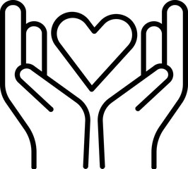 Poster - Hands Protective Heart Icon In Line Art.