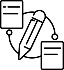 Poster - Black line art illustration of Edit File Exchange or Transfer icon.