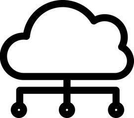 Sticker - Cloud Computing icon in thin line art.