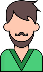 Sticker - Illustration of Cartoon Bearded man character icon.