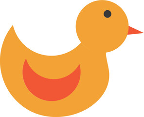 Sticker - Cartoon duck icon in orange color.