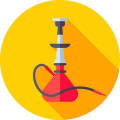 Wall Mural - Red and Gray Hookah icon on yellow circle background.