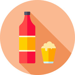 Poster - Drink bottle and glass icon in flat style.