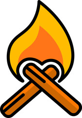 Sticker - Bonfire icon in yellow and black color.