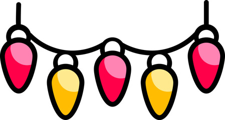 Sticker - Pink and Yellow lighting garland icon or symbol.