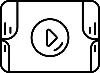 Poster - Line art illustration of Play button in smartphone screen icon.