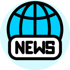 Poster - World news icon icon in blue and black color.