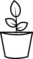 Poster - Illustration of Plant icon in black line art.