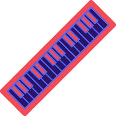 Sticker - Piano Keyboard icon in red and blue color.