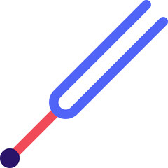 Sticker - Tuning fork icon or symbol in blue and red color.