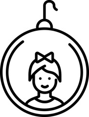 Poster - Cartoon Earring Girl icon in black line art.