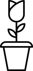 Wall Mural - Rose Flower Pot icon in black line art.