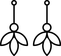 Canvas Print - Earrings icon or symbol in black line art.