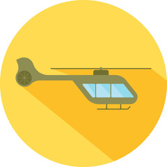 Sticker - Helicopter icon in green color on yellow background.