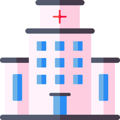 Wall Mural - Hospital Building icon in pink and blue color.