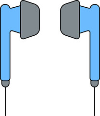 Sticker - Earphone Icon In Blue And Gray Color.