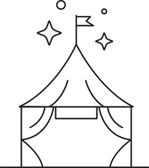 Wall Mural - Circus Tent Icon In Black Outline.