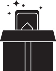 Sticker - Isolated Magic Box Icon In Glyph Style.