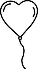 Sticker - Fly Heart Balloon icon in thin line art.