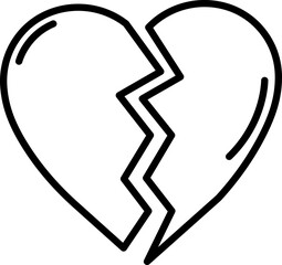 Wall Mural - Flat style Broken Heart icon in black line art.