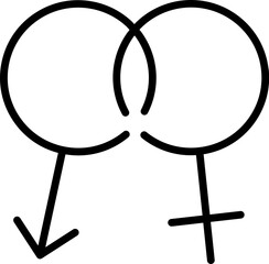 Sticker - Male and Female sign or symbol in line art.