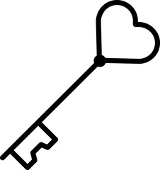 Sticker - Love or Heart key icon in black line art.