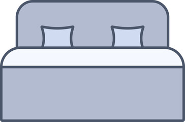 Wall Mural - Flat Style Double Bed Icon Or Symbol In Blue And Gray Color.