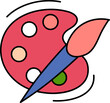 © Abdul Qaiyoom - Paint Brush with Palette icon in flat style.